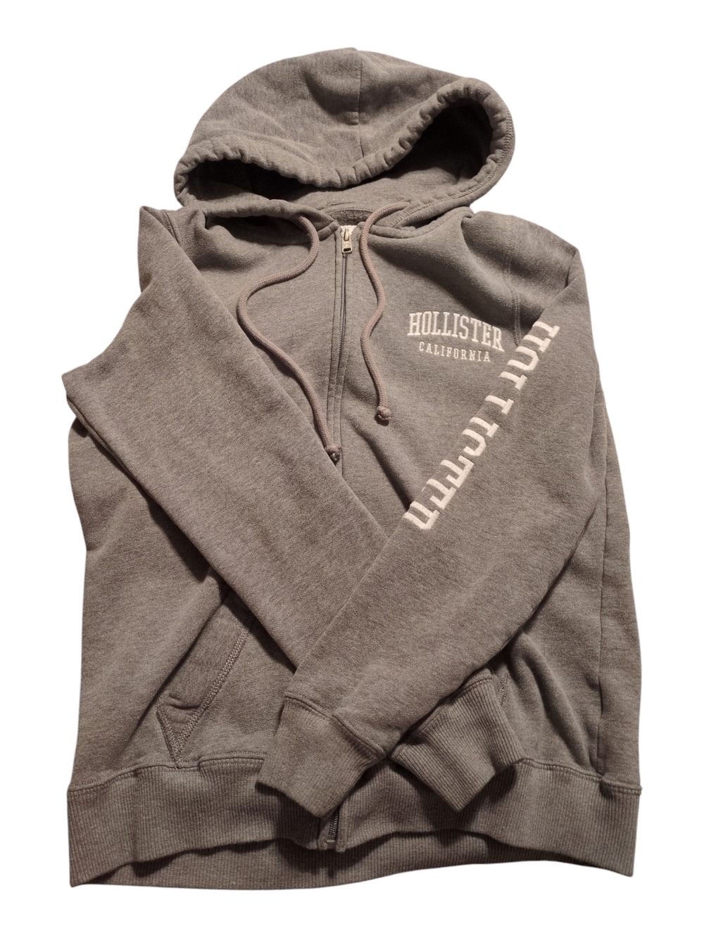 Hollister Women's Grey Full-Zip Hooded Sweatshirt Size M